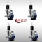 Service Caster 3'' SS Blue Poly Swivel 1-3/4'' Expanding Stem Caster Set with Brake, 4PK SCC-SSEX20S314-PPUB-BLUE-TLB-134-4 - alternate 4